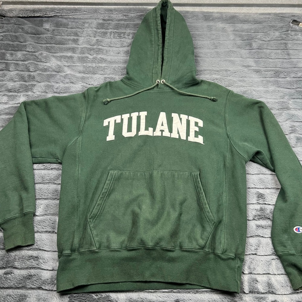 Champion Reverse Weave Tulane University Hoodie Green Mens Medium CS3051